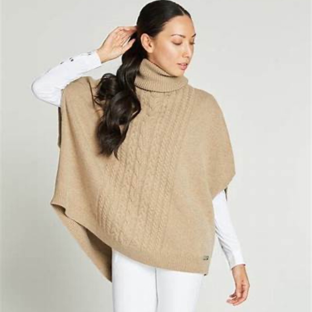 NOEL ASMAR Equestrian ladies NWOT camel, collard poncho size medium/large